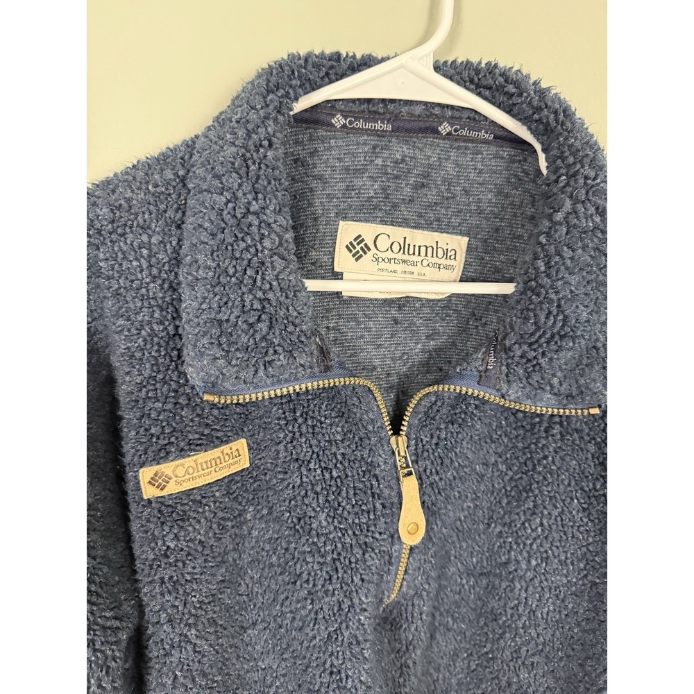 Columbia Sportswear Sherpa Fleece 1/4 Zip Pullover Jacket Blue XL - Picture 2 of 4